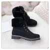 Stivali da donna pastore australiano Stivaletti con fodera in lana di shearling Stivaletti in pelle scamosciata Caviglia corta Designer AU Stivaletti invernali con risvolto Scarpe Mina con lacci