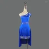 Сцена Wear Blue Latin Dance Dress Women Performance Clothing Женщина-профессиональная сексуальная сексуальная высококачественная костюм юбки соревнование