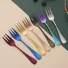 Gold Rainbow Stael Stael Forks Home Kitchen Dining Flasware Desser Fruit Fork Cutlery na imprezę na imprezę