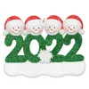 2022 Weihnachtsdekoration, Kunstharz, Ornamente, Geburtstage, Partys, Geschenke, Produkt, personalisierte Familie mit 4 Ornamenten, Pandemie-Zubehör mit rotem Seil