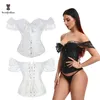 Waist Tummy Shaper Steampunk Victorian Corset Women Top With 12 Steel Bones Lace Sleeves Chest Binder Bustier Plus Size 6XL Lingerie Gorset 220921