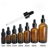 le compte-gouttes vide d'huile essentielle de 5-100ml met en bouteille l'emballage cosmétique rechargeable de conteneurs de parfum d'ambre