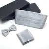 Belts 3pcs Men's Gown Cummerbund Sets Bow Tie Pocket Square Wedding Party Suit Belt Ceremonial