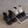 Stivali Bambini Fiocco Inverno Neonate Nere Moda Bambini Scarpe alla caviglia di marca Bambino Scarpe da principessa calde Morbida pelle PU 220921