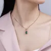 Collier pendentif ovale en Jade vert plaqué argent S925, bijoux de fiançailles, de mariage, cadeau de noël