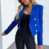 Women's Suits Long Sleeve Skin-touching Anti-Pilling Double-breasted Placket Lapel Short Suit Jacket Office Blazer Streetwear