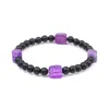 Modisches 6 mm natürliches schwarzes Lavastein-Armband mit mattschwarzen Perlensträngen, quadratisches Amethyst-Aventurin-Tigerauge-Armband für Damen und Herren