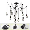 Hanglampen vintage retro industriële zwarte spin kroonluchter e27 edison lamp diy plafond licht hangende lamp verstelbare draad