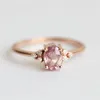 Anillos de boda Moda para mujeres Aneis Rose Gold Oval Pink CZ Zircon Anillo de compromiso Dainty Anelli Donna Party Jewelry Dropship