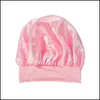 Beanie/Skull Caps Solid Color Satin Wide Band Night Hat For Women Girl Elastic Sleep Caps Bonnet Hair Care Fashion Access Luckyhxshop Dh6Bs