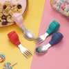 Utens￭lios de mesa de beb￪s Aprenda a comer, colher de colher curta Forks Set Gadgets de garfo de alimenta￧￣o infantil Cuttlers 20220921 E3