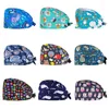 Berets Cotton Scrub Hat Adjustable Tie Back Beauty Salon Dental Clinic Nursing Caps Anime Printing Work Cap For Women Men