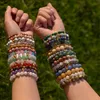 Moda Bracelete de fita de pedra natural com ouro de aço inoxidável de aço de aço de aço de ametha de cura pulseira de pedra jóias de pedra semi-preciosas para mulheres