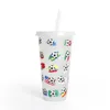 24oz voetbalvoetbal mok qatar wereldbeker kleurveranderende water drink stro fruit thee temperatuurgevoelig plastic geschenk rrb15633