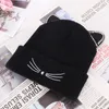 Nuova moda autunno e inverno carino ricamo orecchie di gatto cappello da donna caldo flangiatura cappello alla moda studentesco lavorato a maglia all'ingrosso