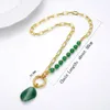 Pendant Necklaces Natural Stone Agate Necklace Bohemia Style Minimalist Metal O-chain Baroque Pearl For Women 2022 Party Jewelry