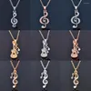 Pendant Necklaces LEEKER Charm Music Note Guitar Necklace For Women Girls Crystal Stones Chain On The Neck Accessoriese Jewelry ZD1 LK2