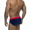 Homem de banho masculino novo homem com push pad da moda de moda de moda listrada sexy com cintura baixa triângulo de banho de banho de banho de praia esportes rápido de biquíni seco j220913