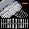 Faux ongles 240pcs clair semi-mat amande cercueil plein/moitié acrylique carré ongles conseils pour extension pointe outil de manucure