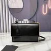 12A całkowicie nowa lustrzana wysoka Women Designer Women Sunset Bag 25 cm Duże oryginalna skórzana klapa torebka luksusowe torebki Crossbody Black Remer Gold Cain Box Bag