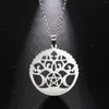 Hänge halsband Dawapara Tree of Life Pentagram halsband trippelmåne gudinna amulet rostfritt stål talisman mystiska smycken