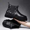 Män B69B1 British Boots Shoes Fashion Classic Pus Printing Round Toe Tjock Bottom Casual Street Outdoor Daily AD173