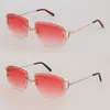 New Frameless Moissanite Diamond Cut Lens Sunglasses Women or Man Unisex Rimless Designer C36M869 Outdoors Driving Glasses Cat Eye Round Eyewear