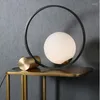 Table Lamps Glass Ball Lamp For Study Living Room Bedroom Bedside LED Art Deco Home Standing Wrought Iron Ring Night Desk Light