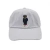 클래식 야구 폴로 모자 야구 모자 블루와 그린 스트라이프 스웨터 곰 자수 모자 도매 태그와 함께 새로운 모자 모자
