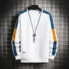 Mens hoodies tröjor långärmad harajuku tröjor män mode 6 färg hoodie mens casual oneck lapptäcke tröja för unga män 220921