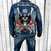 Men's Jackets Men's Autumn And Winter -selling Street Motorcycle Denim Double Gun Personality Print Pattern Ripped Jacket