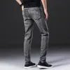 Herrar jeans klassisk stil sommar tunn gr￥ aff￤r mode h￶gkvalitativ stretch denim raka byxor manliga m￤rke byxor 220920