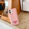 Designer Cell Phone Cases Card Pocket With Triangle Leather Phone case For Iphone 13 12 11 Promax 12Pro 12Mini 14 Promax Pink Phones Cover