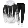 Survêtements pour hommes 2pcs costume printemps automne sweat-shirt ensemble splash encre sweats à capuche pantalon décontracté fitness mâle vêtements de sport s-4xl en gros 220920