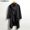 Jaquetas masculinas Incerun Vintage Homens Trench Coats Algodão Ponchos Cachecol Collar Manga Longa Manto Irregular Sólido Streetwear Outerwear 220920