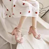 Zapatos de vestir 2022 para mujer de talla grande 22-28cm pies de longitud hebilla de lazo lindas chicas Lolita cadena de perlas Mary Jane tacones altos