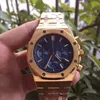 42 mm mannen Rose Gold Chronograph Watch roestvrij staal Solid Mens Fashion Business Duiken Waterdicht 30m He7v