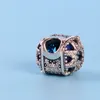 Blue Snowflake Square Charm 925 Sterling Silver Women المجوهرات DIY الملحقات الأصلية لصندوق Pandora Bangle Make Beads Serms