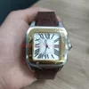 Luxo de luxo masculino Dial quadrado branco 40mm Sapphire Crystal Glass Roman Time Mark Mark Clop dobring Automatic Watch Watch
