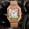 6 стилей CA Watches SA0018 39 мм SANTO Автоматические механические мужские часы для бриллиантовой рамки белый циферблат браслет из розового золота.
