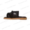 Pantofole da donna firmate invernali Ciabatte piatte Sandali legnosi Stampa appartamenti Ciabatte Furry Nero Bianco Pantofola rosa Scarpe con scivolo in lana Taglia 34-42