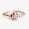 Anillos de boda Moda para mujeres Aneis Rose Gold Oval Pink CZ Zircon Anillo de compromiso Dainty Anelli Donna Party Jewelry Dropship