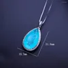 Pendant Necklaces Ranos Green Fusion Stone Necklace Water Drop Cubic Zircon Long Chain For Women Jewelry PFX019