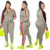 Kvinnors tvåbitar byxor plus storlek S-4XL 2-stycken Set Women Fall Clothes Sweatsuit Joggers Outfit Zip Top Sweatpants Tracksuit grossist Drop 220921