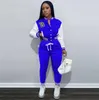 2023 NOUVEAU Pantalon deux pièces pour femmes Casual Baseball Jurk Automne Femmes SportTracksuit Haut à manches longues Pantalon Slim Couleurs Noir Blanc Tenues assorties Vêtements de rue