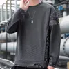 남성용 후드 2022 가을 캐슈 프린트 프린트 컬러 매칭 홍콩 스타일의 청소년 패션 라운드 넥 느슨한 캐주얼 풀오버 스웨터 트렌드