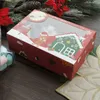 Hediye sargısı 22x15x7cm 12pcs Mutlu Noel Ağacı Kardan Adam Ev Kağıt Kutusu Mum Şam Reçel Bake Diy Partisi Hediyeler Ambalaj 220922