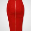 Saias 16 cores xl xxl zíper sólido sexy laranja azul preto vermelho branco rosa Bandagem feminina elástica Bodycon Lápis de verão 58cm 220922