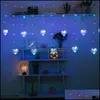 Feestdecoratie 2.5m EU-plug LED Hartvormige snaar Gordijn Lichten Kerst Liefde Fairy Garlands Outdoor voor Wedding GA Packing2010 DHMQ4