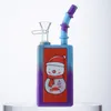 Julstil dryck flaskor silikon bong vattenpipa 7 tum mini små olje riggar xmas glas bongs 14 mm fogvattenrör dabbar rigg med skål